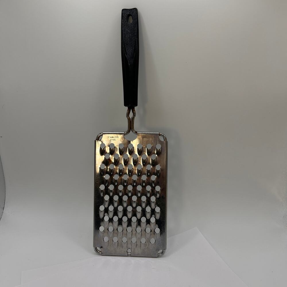 Vintage EKCO Flat Stainless Steel Manual Coarse Blade Grater with Black Handle